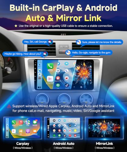 8-Core 4GB+64GB Car Radio for Toyota Camry 2006-2011 with Wireless Carplay Android Auto, 9 Inch Android 13 IPS Touch Screen Car Stereo Compatible with JBL, Support GPS WiFi BT FM RDS/DSP Camera SWC - image 3