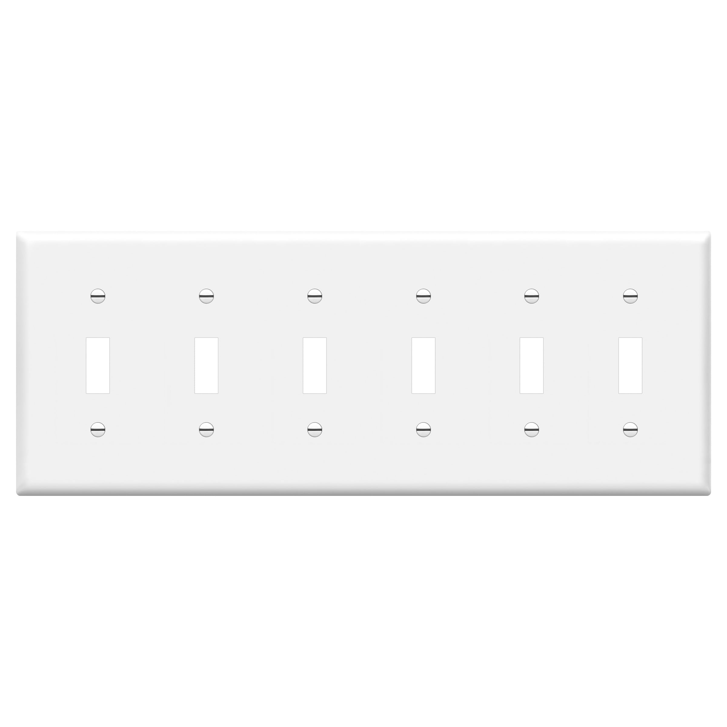 ENERLITES Toggle Light Switch Wall Plate, Gloss Finish, 6-Gang 4.50" x 11.81", Unbreakable Polycarbonate Thermoplastic, UL Listed, 8816-W, White