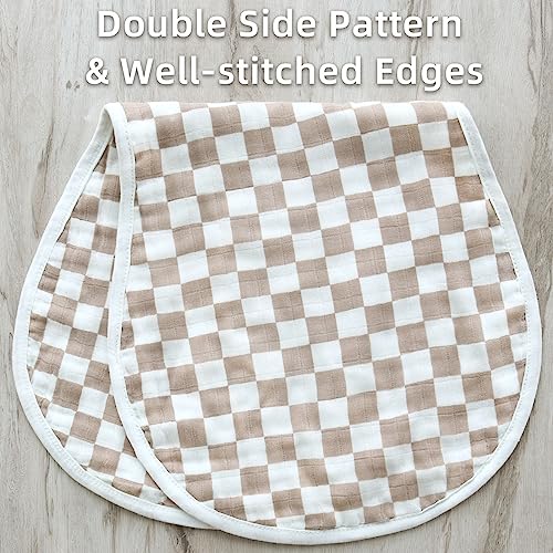 Image of LifeTree Muslin Baby Burp Cloths Sets for Unisex - 2 Pack Large 70% Viscose from Bamboo and 30% Cotton Burping Cloths for Newborn, Baby Girls and Boys (Checkered)
