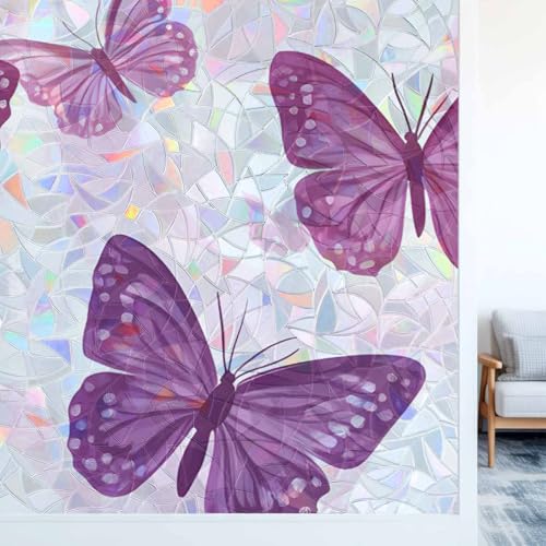 Vinilo Decorativo para Ventana Mariposas Moradas 39x18 in miniatura 3