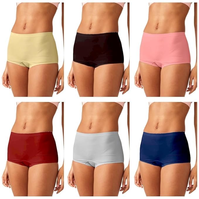 SunFlux® Boy Shorts Underwear for Women Cotton Panties Mid Rise Undies Full Coverage Boxers Briefs Boyshort Pack-image-27