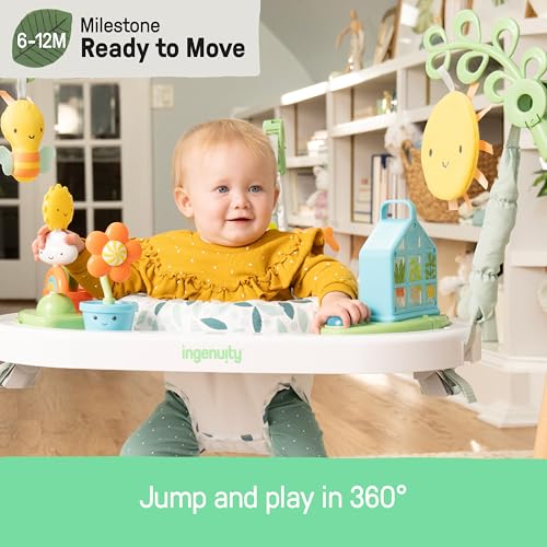 Image of Ingenuity 3-in-1 Baby Jumper and Activity Center with Lights and Sounds - Converts to Toddler Play Table, 4 Adjustable Heights, Wood Legs, Ages 4 Months to 3 Years