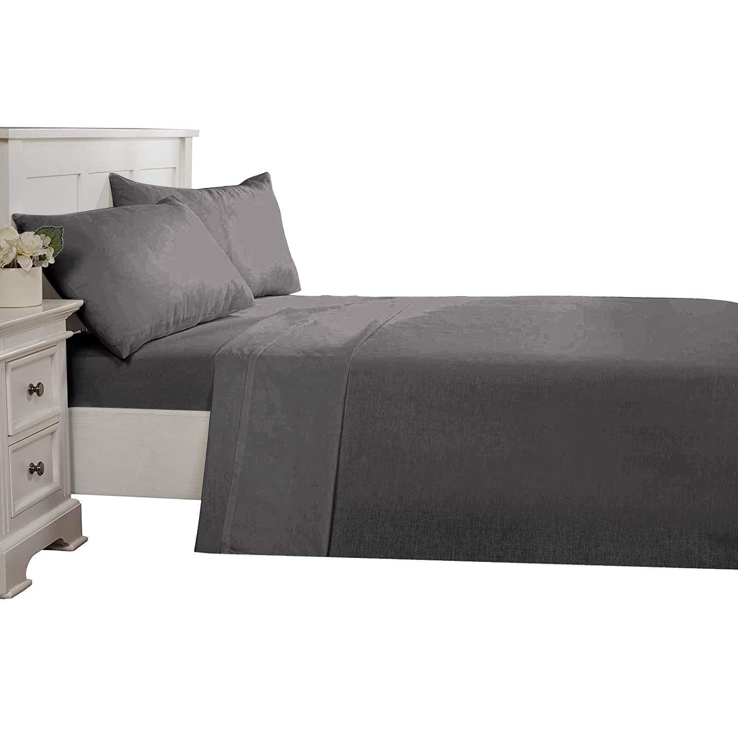 Luxury Super Soft 6 Piece Bedding Sheet Set, 100% Egyptian Cotton 1000 Thread Count, 8 Inch Deep Pockets California Size - Dark-Grey