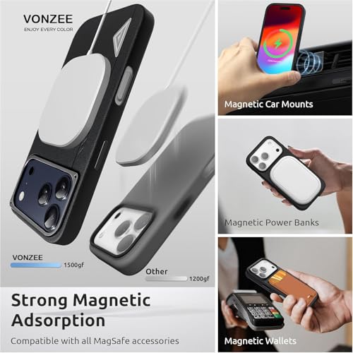 Image of VONZEE Hybrid Shockproof Back Cover Case Compatible with iPhone 17 Pro Max 6.9'', TPU+ Polycarbonate Transparent Anti-Yellow Non-Slip Full-Body Protection Back Phone Case - Black