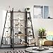 Homfa Industrial Corner Ladder Shelf, 5 Tier Bookcase A-Shaped Utility Display Organizer Plant Flower Stand Storage Rack, Wood Look Accent Metal Frame Furniture Home Office