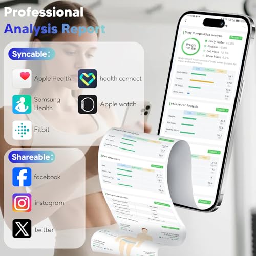arboleaf Körperfettwaage mit Handsensoren für Körperanalyse, Waage mit Körperfett und Muskelmasse Personenwaage mit App bis zu 180kg/400lb, digitale 8-Elektroden Körperwaage 27 Körpermaße 5