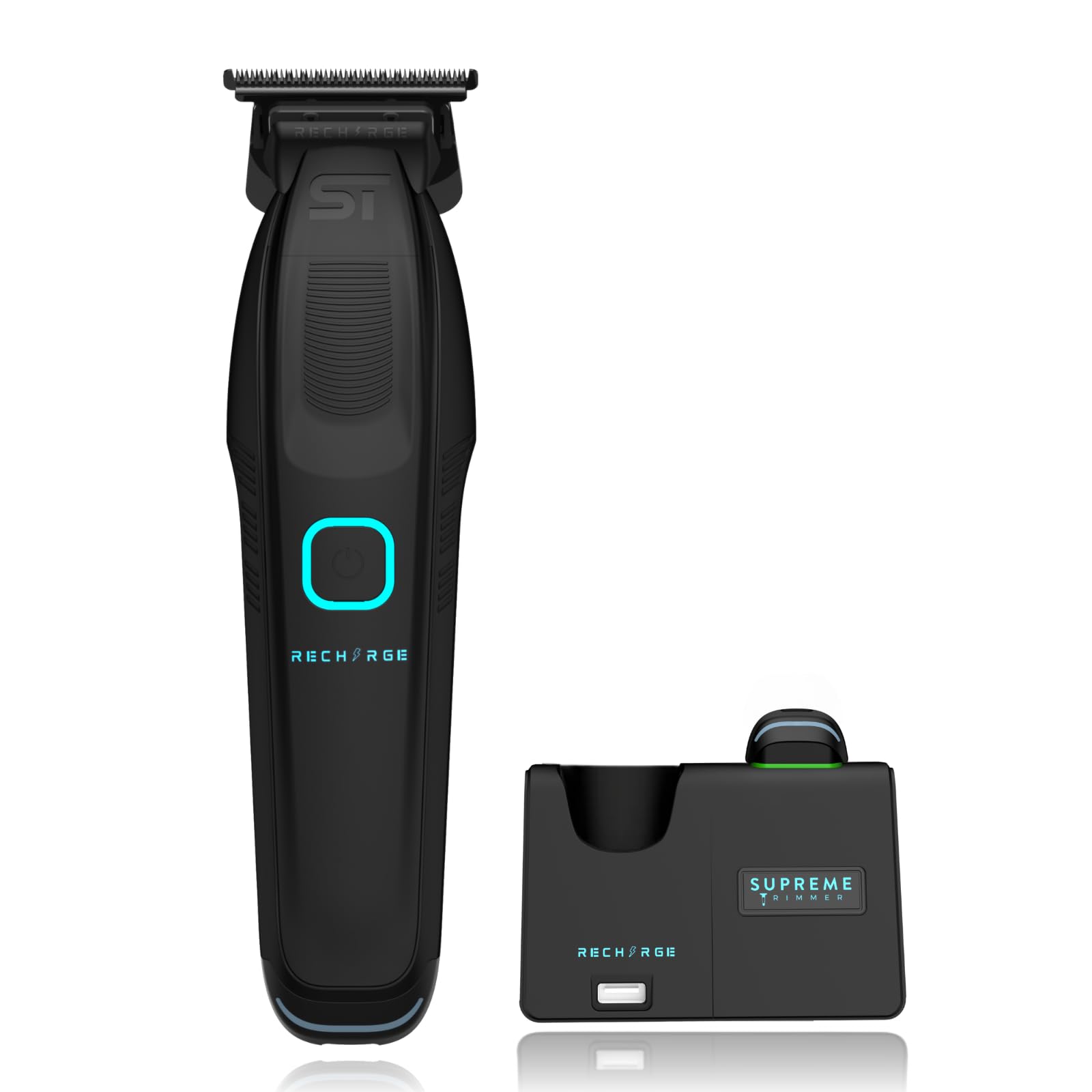 Supreme Trimmer Recharge ST777 – Professional Barber Trimmer with 2 Removable Batteries | 8000 RPM Motor, Zero Gap DLC Blades, Smart Charging Dock, USB-C Fast Charge