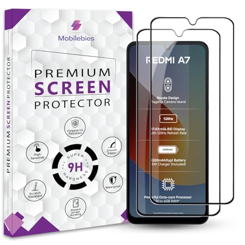 Image of Premium Tempered Glass Screen Protector Guard For Redmi A7 4G (6.88 Inch, Pack of 2) | Edge to Edge Coverage With Easy to installation kit