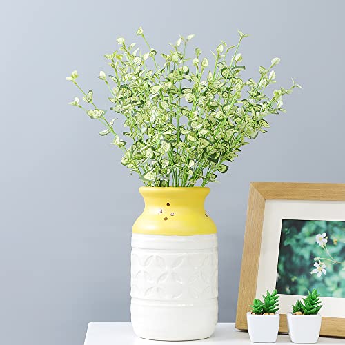 LNGO 21 inch 1 Bundle Faux Taro Leaf Artificial Greenry UV Resistant Bushes Shrubs Office Home Outdoor Decoration