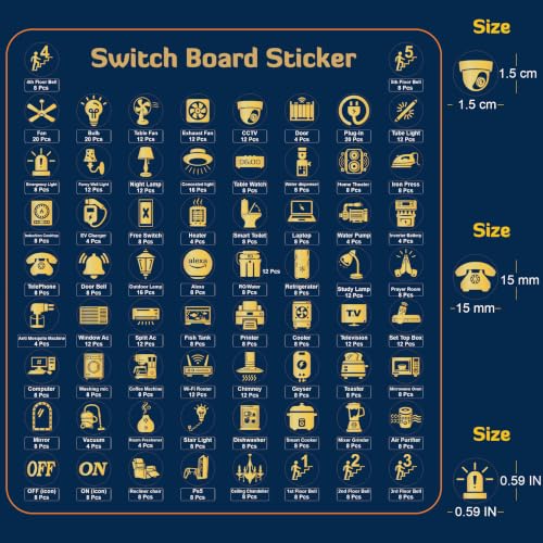Image of Trifirt 600 Switch Board luxruy Gold 66 Icons Fridge Washing Machine Fan, Light, AC & Home Switch Buttons