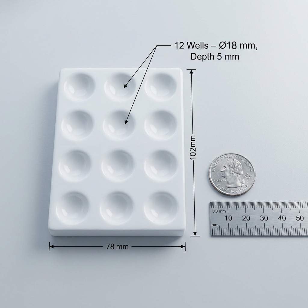 QWORK Placas de porcelana, 10 unidades, 12 pozos, para pruebas químicas de laboratorio