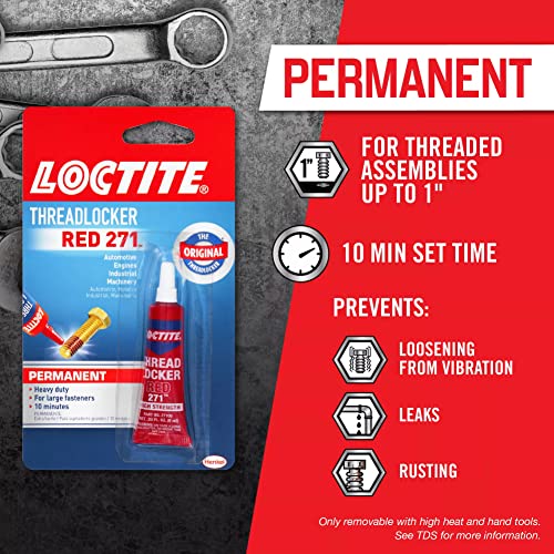 Image of Loctite Threadlocker Red 271 Red, 0.2 fl oz, 12, Tube