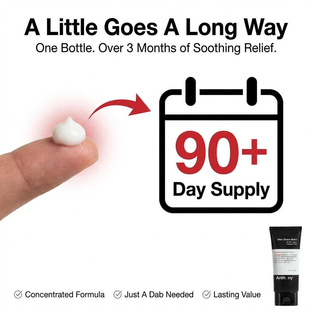 Anthony After Shave Balm for Men, Cooling & Hydrating Lotion with Vitamins A, C & E, Aloe Vera & Botanical Extracts, 3 fl oz, Aftershave Soothes, Moisturizes & Nourishes Skin, Reduces Razor Burn