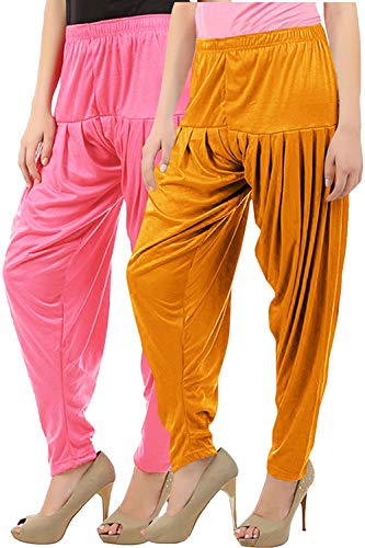 Image of Buy That Trendz Womens Patiala Pants Combo Pack of 2 Viscose Dhoti Patiyala Salwar Harem Bottoms Pants