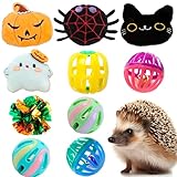 VZqola 10 pcs Christmas Cute Hedgehog Enrichment Toys Hedgehog Supplies Cage Accessories Small Animal Ball Bell Pet Interactive Stuffed Toys (Halloween)
