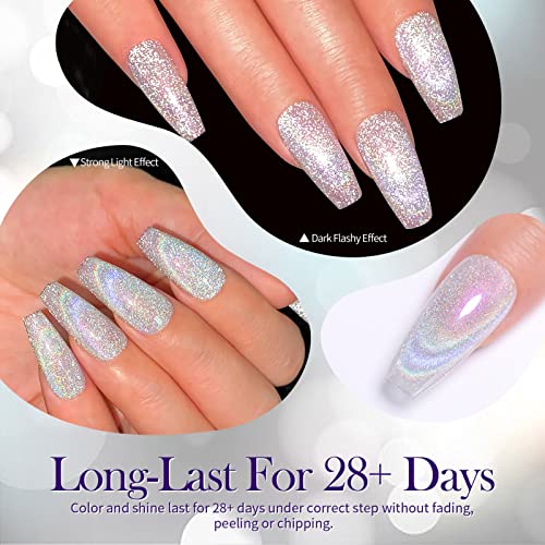 BORN PRETTY UV Nagellack Magnetisch Gel, Holographic Regenbogen Glitter Shining Schellack Nagellack Katzenauge UV… – Bild 4
