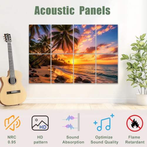 8 Pack Paneles Acústicos Artísticos Barrera Acústica Barbados Beach Sunset 48"x32" Autoadhesivos para Estudio de Grabación y Oficina miniatura 3