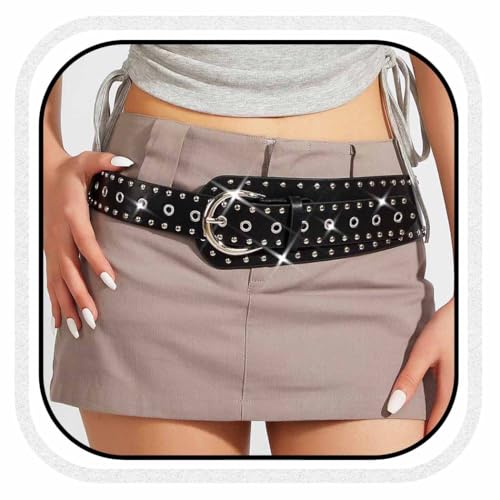 COSYDAYS Wide Waist Belt Black Punk Leather Belts Fashion for Women