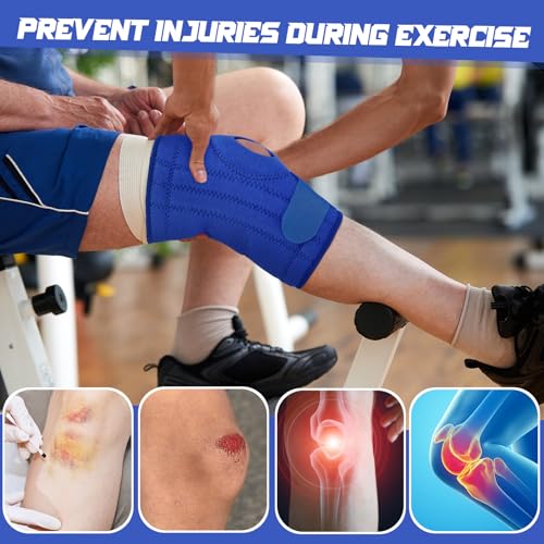 Image of Foilswirl 1 Pcs Kids Knee Brace with Side Stabilizers,Blue | Patella Gel Pad Opening, Adjustable Straps Youth Child Knee Brace Support, Meniscus Tear Sports Running