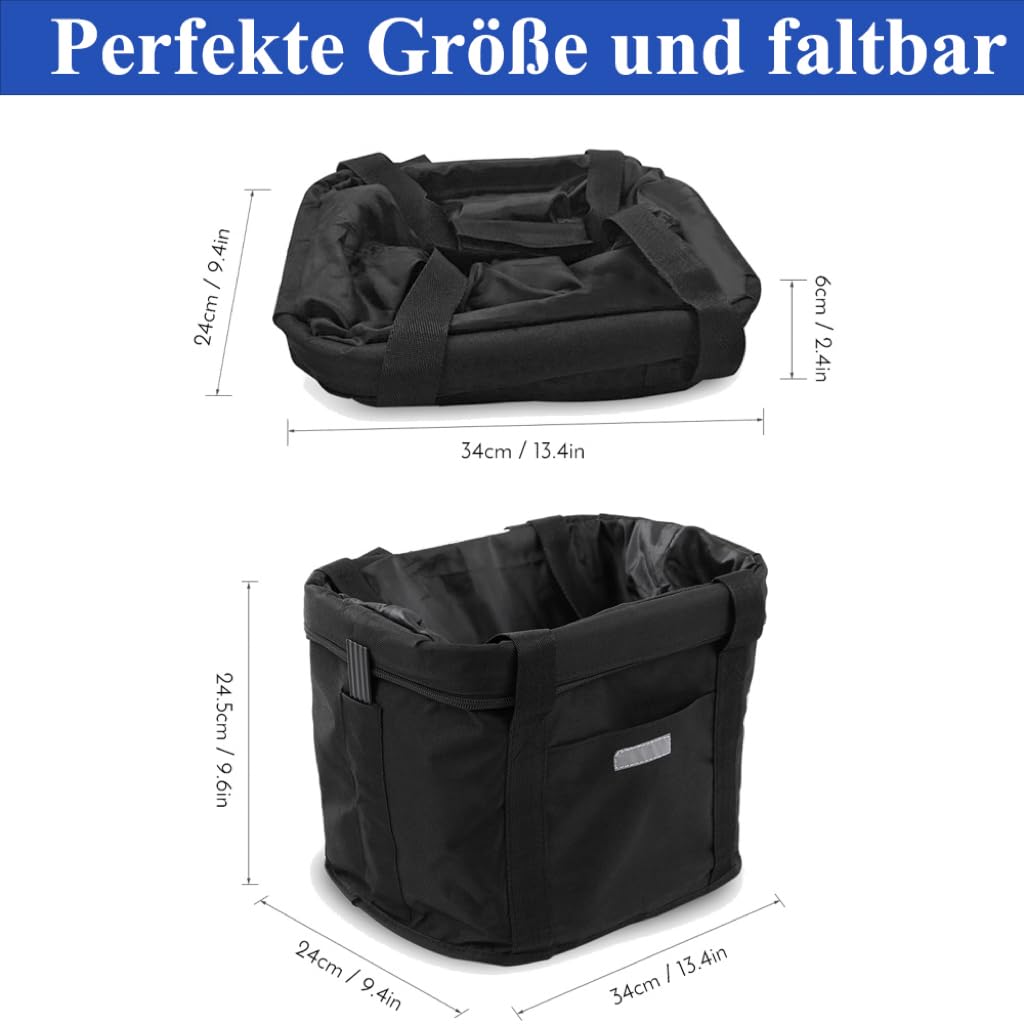 Pynhoklm Opvouwbare waterdichte fietsstuurmand, afneembare transportmand, kleine boodschappenmand, picknickmand, voorste stuurmand met fietsaccessoires