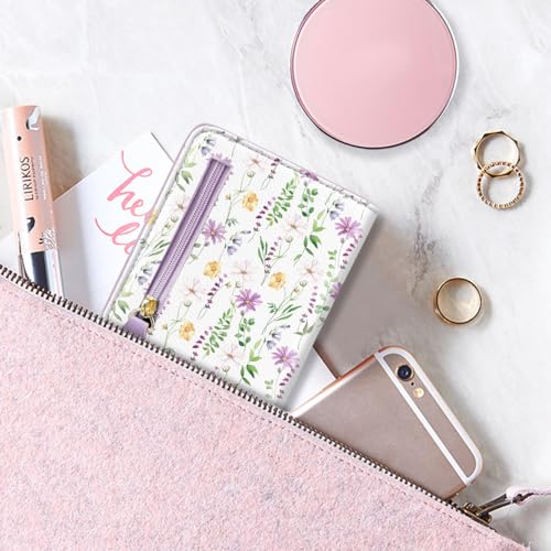 Image of Small Womens Wallet Thin Credit Card Holder Pocket Mini Purse | Compact Women Slim RFID Blocking Wallets Bifold Ladies Pocket Card Holders for Travel & Daily Use, White Daisy
