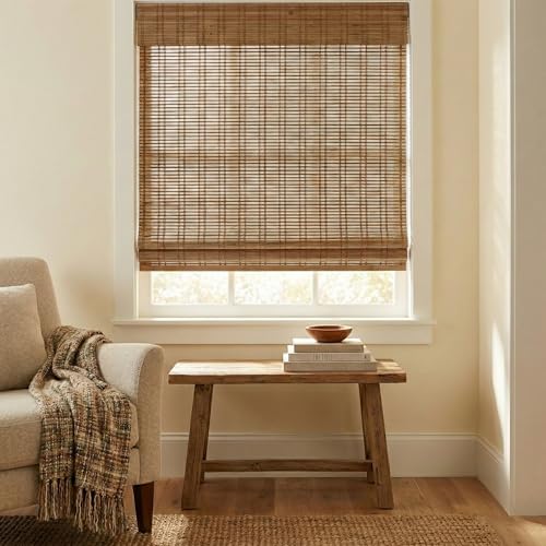17" W x 66" H, Cordless Bamboo Roman Shades, Bamboo