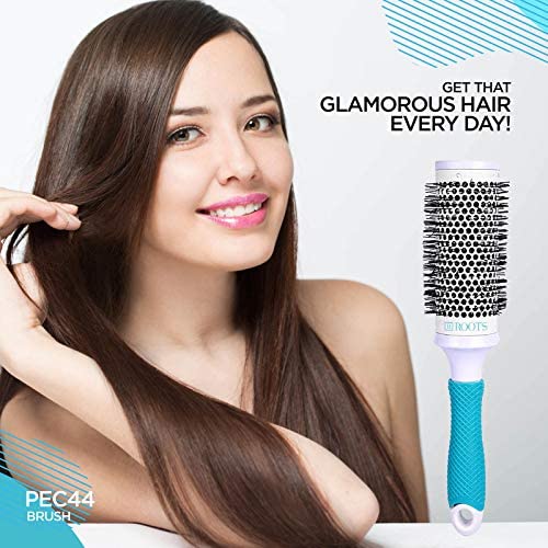 Image of ROOTS Theramic Barrel Hair Brush Pack of 2 | Ceramic Coated Body for Uniform Heating | For Blow Drying, Curling, Straightening, Add Volume & Shine | For Men & Women | Model - PEC34 & PEC44
