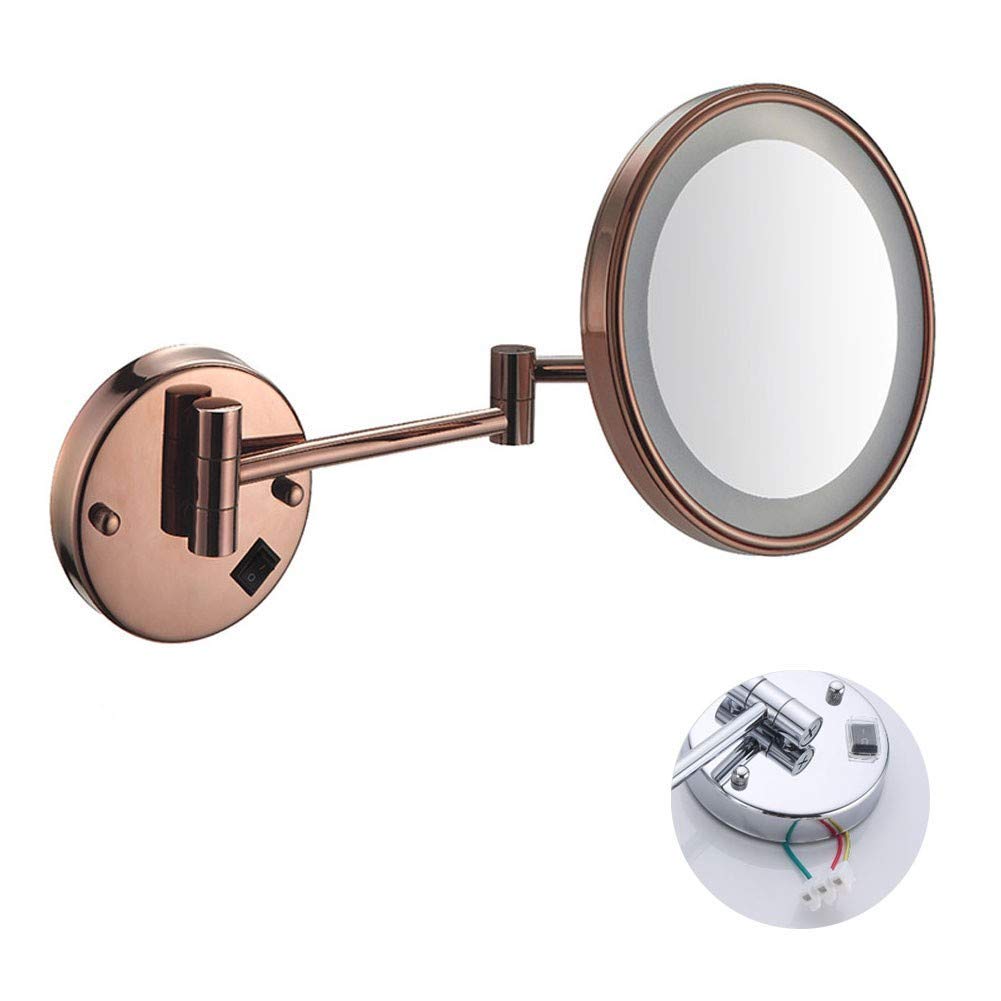 Miroir de maquillage mural rond 3X avec finition chrome miroitante haute qualité