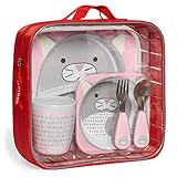 Skip Hop Toddler Mealtime Gift Set: Matching Plate, Bowl, Tumbler & Utensils, Winter Cat