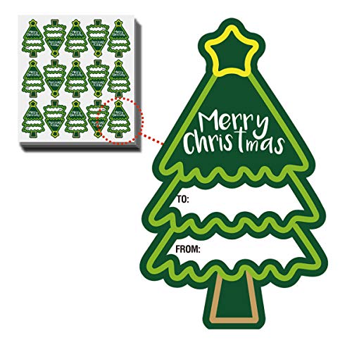 150 PCS Christmas Tree Self Adhesive Holiday Name Tags Stickers, Christmas Packaging Tags Labels Decoration