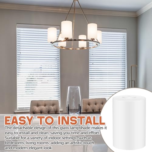 Image of Teenyyou 1 Pcs White Frosted Glass Shade Replacements for Pendant Light Fixtures Glass Lamp Shade Cover, 1-5 /8 Inch Fitter E26 Base, 4 inchw x 6 inchh, Replacement Lamp Globe for Chandelier Wall Sconce