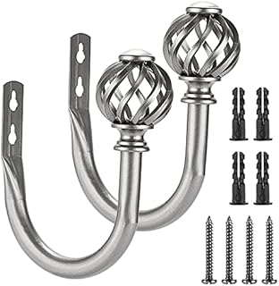BSTKEY Set of 2 Curtain Hooks Drapery Holdbacks, Decorative Nest Hollow Curtain Holder Wall Hook Tassel Curtain Tiebacks, Grey