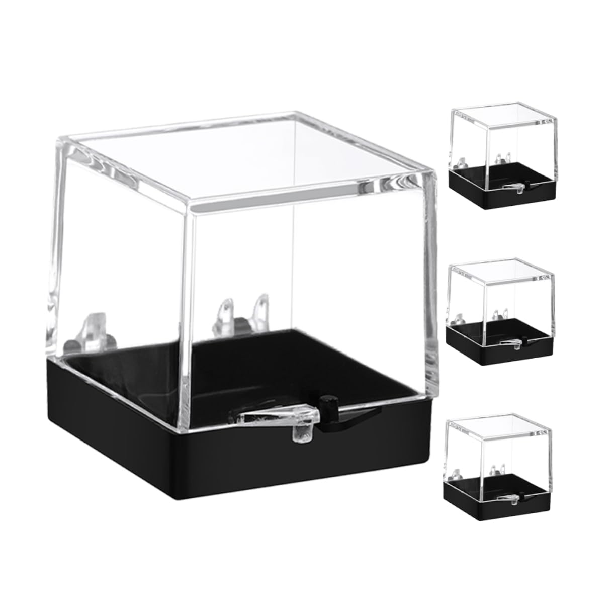 ULDIGI Elegant Plastic Specimen Display Boxes 4pcs Sample Boxes for Stones Minerals Organizer Storage