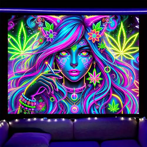 Image of Nuxovilar Neon Floral Figure Wall Tapestry Polyester 78.74x59.05 In