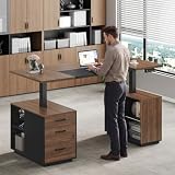 Scrivania Regolabile Elettricamente in Altezza con Cassetti, 140x70 cm, Scrivania da Ufficio Modulare per Lavoro da Casa e In Piedi con Schedario con Serratura, Stazione di Ricarica Integrata, Nero