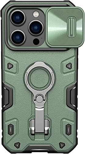 Coque iPhone 14 Pro Max chic vert mat avec béquille de protection