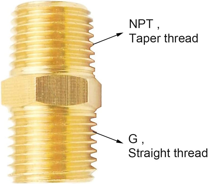 Joywayus Brass 1/2"G Male x 1/2"NPT Male Pipe Fitting Adapter 1.125" Length