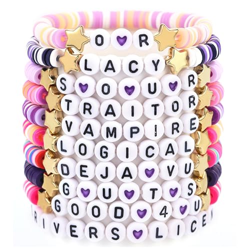 JNGTKL 10 Olivia Rodrigo Bracelets Olivia Rodrigo Merch for Women and Girls Album Inspired Music Lover Gifts Jewellery Concert Outfits Accessories & Birthday Jewelry for Fans