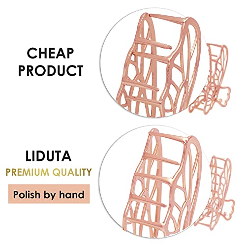 2 Packs Of Premium Large Metal Butterfly Non-Slip Hair Claw Clips, Hair Accessories For Women_Jaw Clips Strong Hold Hair Clips For Thick Hair (2 Packs_Gold & Rose Gold) #TOP1