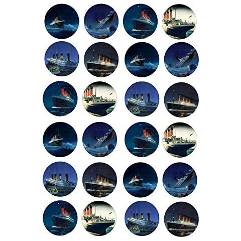 Titanic Style edible Wafer Card 24 pre cut Cupcake Toppers Cover