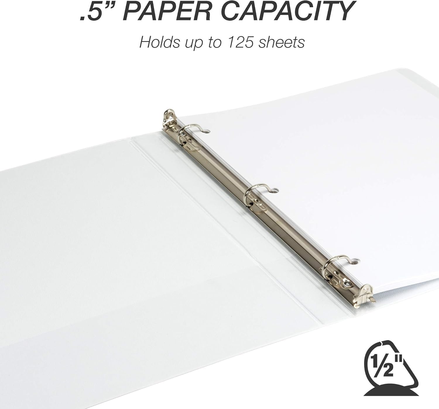Samsill Durable 0.5 Inch Binder, D Ring Binder, Customizable Clear View Cover, White, 24 Pack, Each Holds 125 Pages