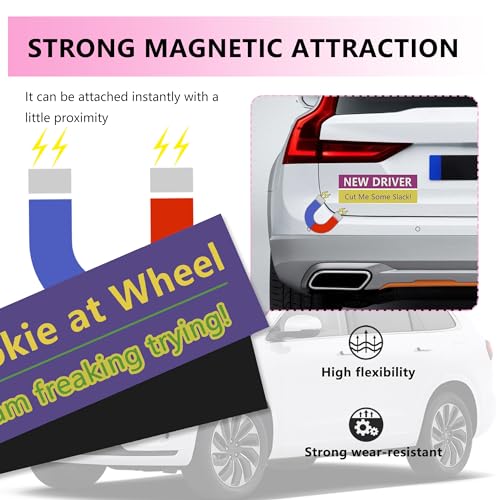 Image of 4PCS Student Driver Magnet for Car,Removable Strong Magnetic New Driver Magnet for Car,Universal Reflective Safety Warning Student Driver Sticker Magnet for Car Bumper Trunk