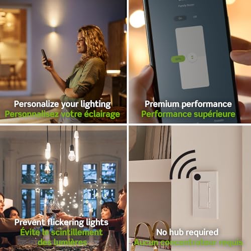 Image of Leviton Decora Smart Dimmer Switch, Wi-Fi, Works with Matter, My Leviton, Alexa, Google Assistant, Apple Home /Siri & Wired or Wire-Free 3-Way, Neutral Wire Required, D36HD-1RW, White