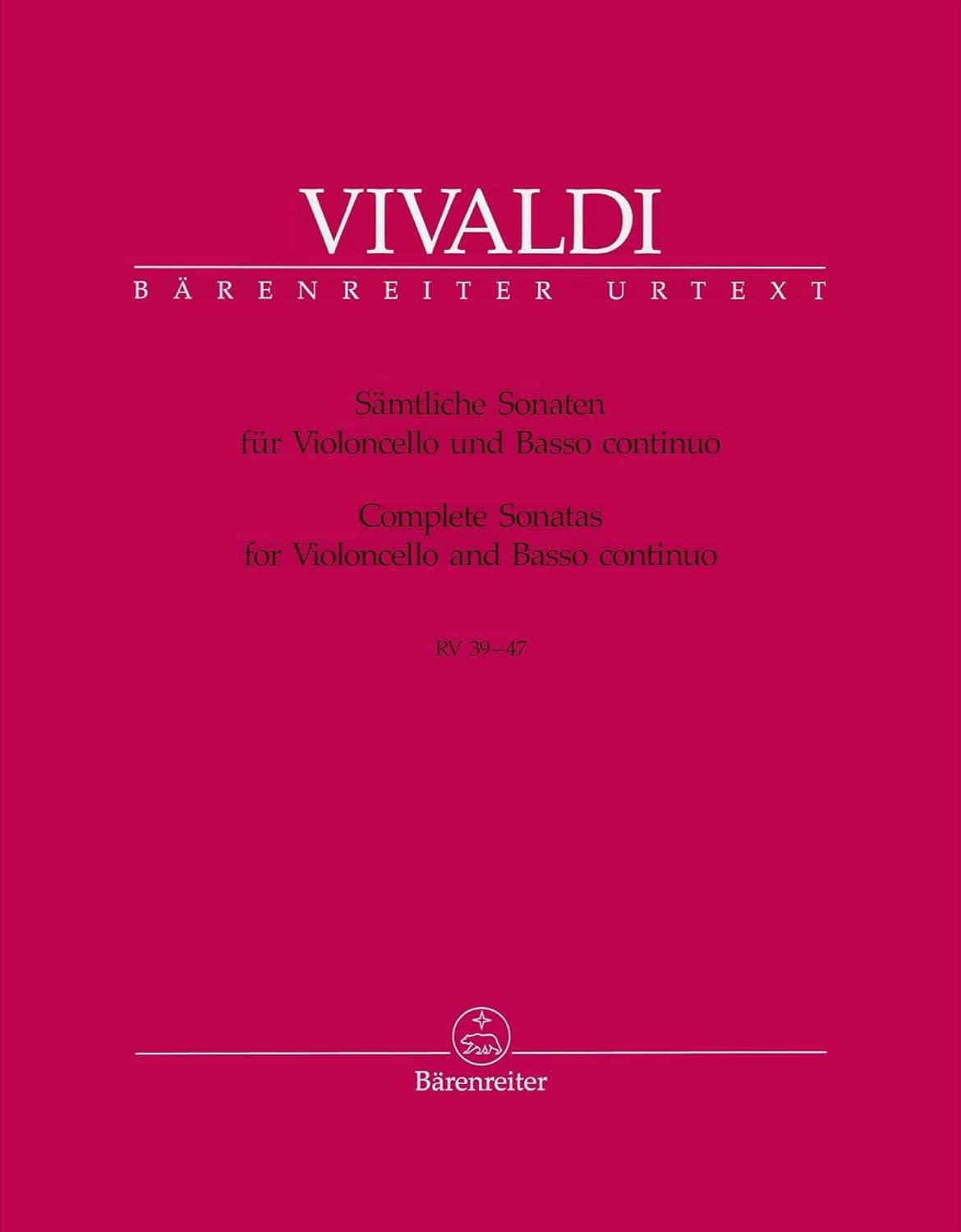 BARENREITER VIVALDI A. - SAMTLICHE SONATEN FUR VIOLONCELLO UND BC, RV 39-47