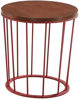 BinLZ-Table Mesa de Centro de Madera Maciza Sala de Estar Mesa Lateral Sofá Gabinete Lateral Mesa de Esquina Mesa de Hierro Mesa Redonda Pequeña Mesa de Teléfono