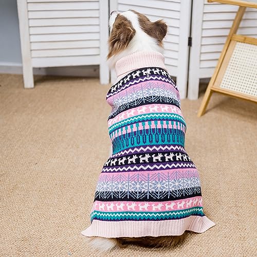 Image of Mihachi Dog Sweater - Winter Coat Apparel Clothes with Colorful Stripes for Cold Weather