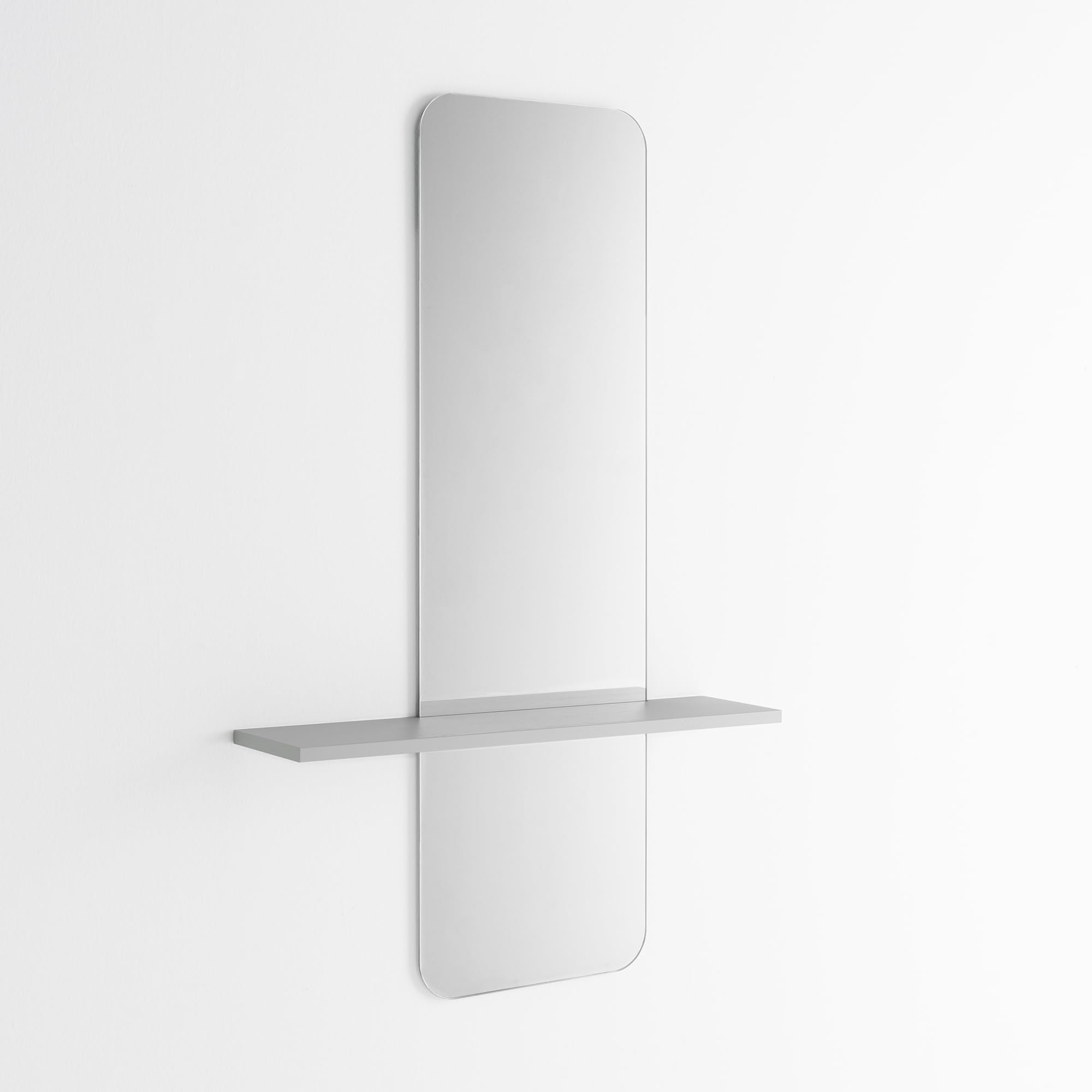 ARHome Specchiera Sagomata con Mensola Modern, 130 x 80 x 19 cm, Grigio Chiaro (Prodotto in Italia)