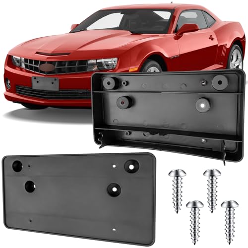 Image of License Plate Bracket Accessories for Chevrolet Chevy Camaro 2010 2011 2012 2013, Front Bumper License Plate Holder Replacement Frame Black Mount