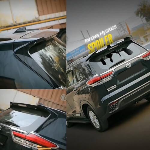 Image of KMH Rear Roof Spoiler Wing Compatible with Toyota Innova Hycross 2015 Onwards - Premium and Stylish Rear Mount Accessories for Enhanced Aerodynamics, Glossy Black Finish - Pack of 1