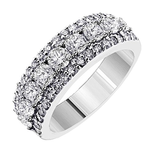 2.00 CT TW Prong Set Round Diamond Anniversary Wedding Ring in 14k White Gold2